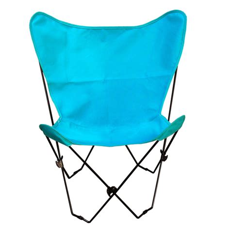 Light Blue Butterfly Chair And Cover Combination With Black Frame