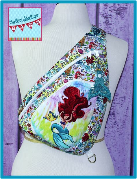 Ariel Little Mermaid Sling Backpack With Mermaid Tail Dangle By