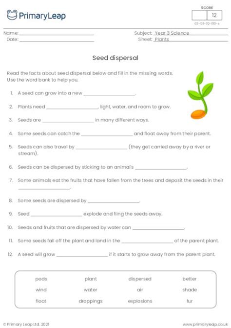 Seed Dispersal Worksheet Grade 2 Plants Worksheets K5 Learning Illustration Celeste