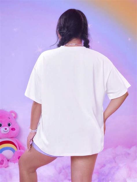 Romwe X Care Bears Talla Grande Camiseta De Hombros Ca Dos Con