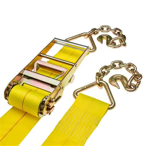 Single 4 X 40 Heavy Duty Ratchet Strap With Chain Extensions