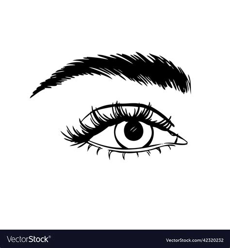 Hand Drawn Beautiful Female Eye Sketch Makeup Vector Image