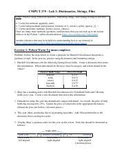 Lab Dictionaries Strings Files Pdf Cmput Lab