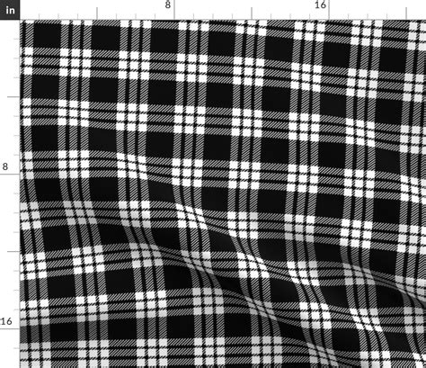 Macfarlane Black White Tartan Modern Fabric Spoonflower