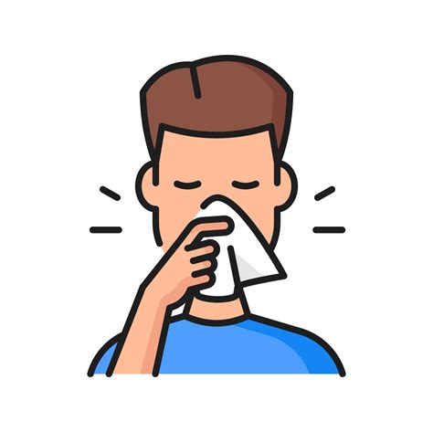 Allergy Rhinitis Or Cold Fever Symptom Line Icon 24392439 Vector Art