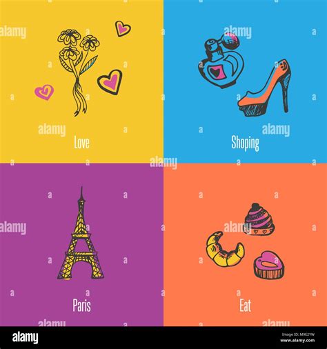 France National Symbols Vector Icons Set Stock Vector Image Art Alamy