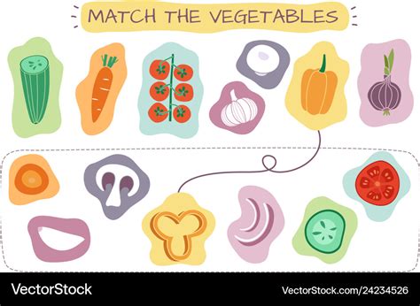 Matching vegetables game education kids games Vector Image