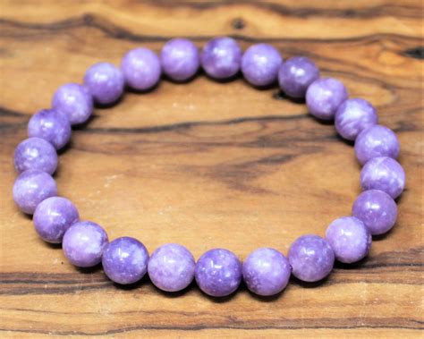 Lepidolite Bead Bracelet Mm Round Crystals Premium Grade Stretch