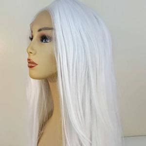 White Blonde Lace Front Wig Mid Length Blonde Lace Front Wig Platinum