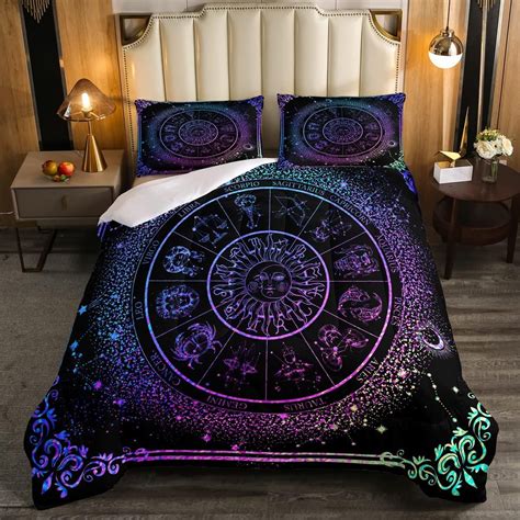 Sun And Moon Comforter Set Zodiac Signs Astrology Bedding Set Queen