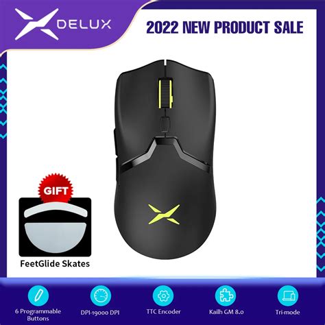 Delux Rat N Ptico Inal Mbrico M800PRO PAW3370 RGB Para Juegos Mouse