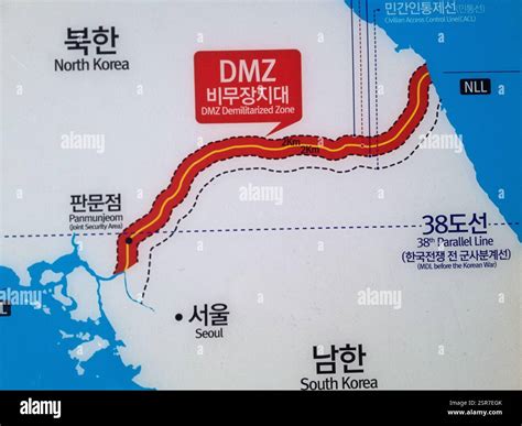korean demilitarized zone map yellow  dmz red  military