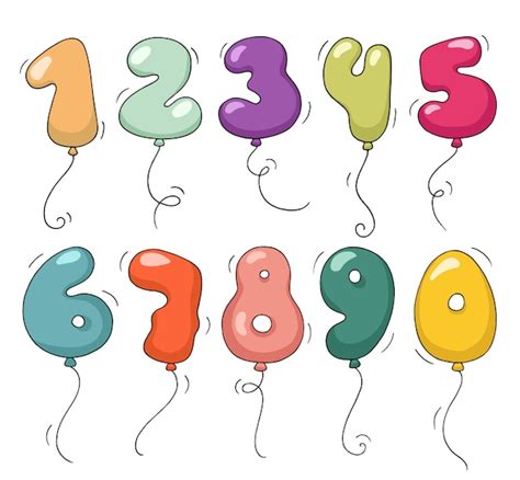 Colorful Balloon Number Collection Free Vector