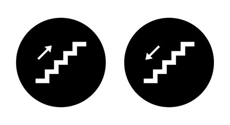 Upstairs And Downstairs Icon Vector Stairs Symbol Isolated Circle