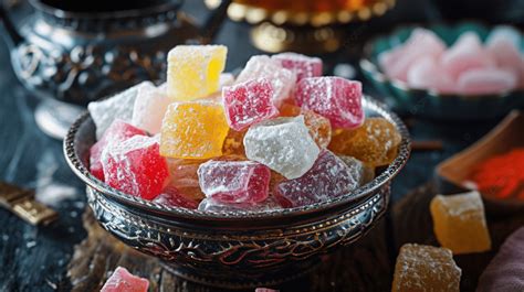 Bowl Of Turkish Delight Rahat Lokum Sweets Locum Asian Ramazan Ramadan