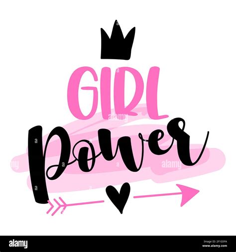 Girl Power Hand Drawn Lettering Quote Vector Illustration Good For