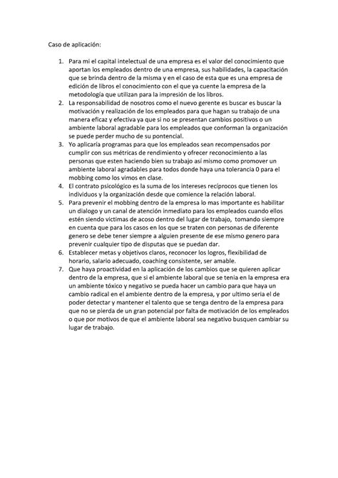 Caso De Aplicacion Semana 9 De Abril Caso De Aplicación Para Mi El Capital Intelectual De Una