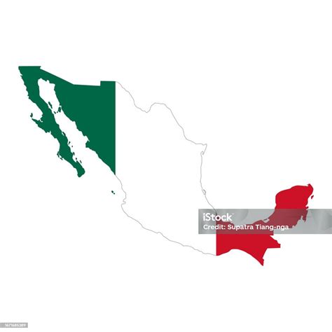 Map Of Mexico With Flag Mexican Map With Flag Stock Illustration