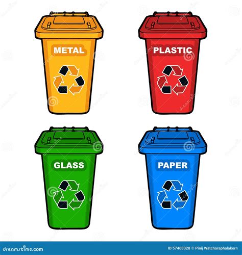 Different Colored Recycle Waste Bins Vector Illustration, Waste Types ...