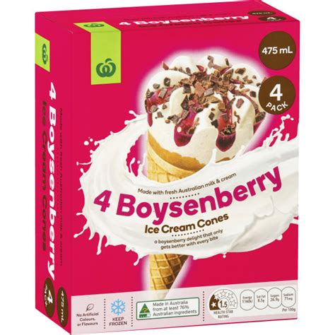 Woolworths Ice Cream Cones Boysenberry 475ml Bunch