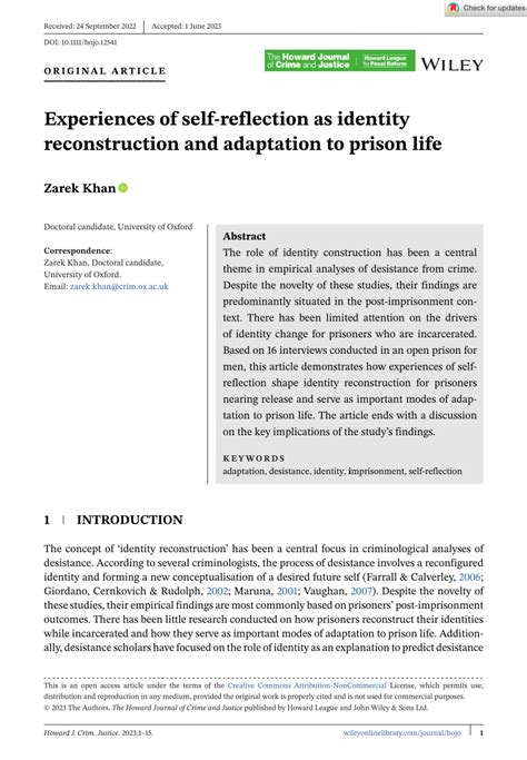 Pdf Experiences Of Self‐reflection As Identity Reconstruction And