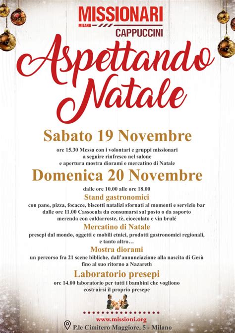 20 Novembre ASPETTANDO NATALE Missionari Cappuccini Progetti