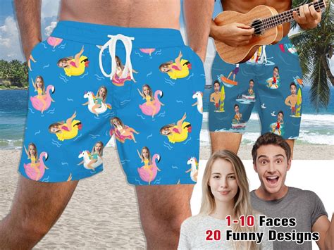 Custom Men Bathing Suit Funny Swim Trunks Personalized Face Men