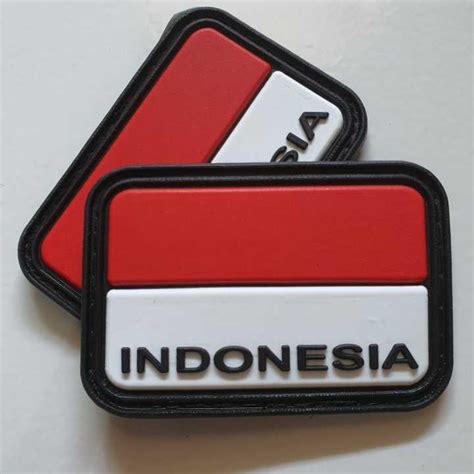 Patch Rubber Logo Bendera Merah Putih Tulisan Indonesia 3d Oval