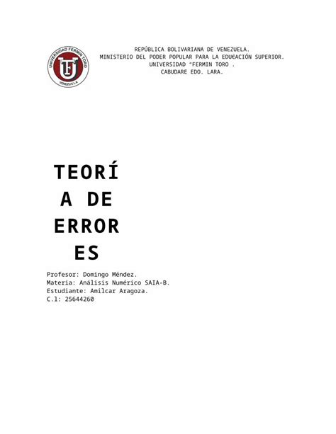 DOCX Teoria De Errores Analisis Numerico DOKUMEN TIPS