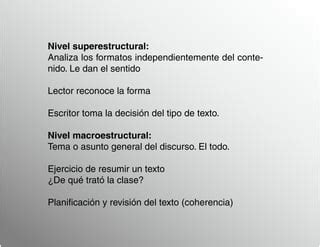 Presentaci N Niveles Y Dimensiones Del Texto Ppt