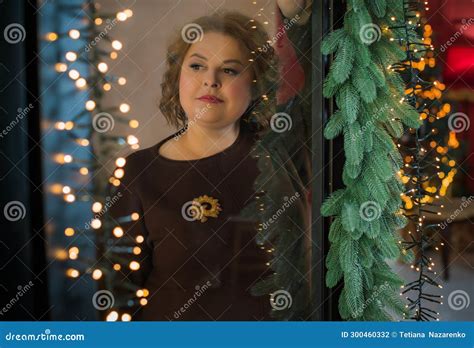 Mature Plus Size Lady At Winter Nice Atmosphere Stock Photo Image Of