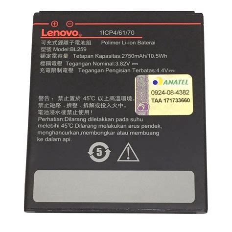 Bateria Lenovo Bl259 2750mAh Para Lenovo Vibe K5 A6020 K32c30 Em