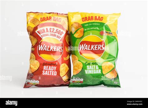 London United Kingdom 29th January 2024 A Pair Of Packets Of Walkers British Potato Crisps