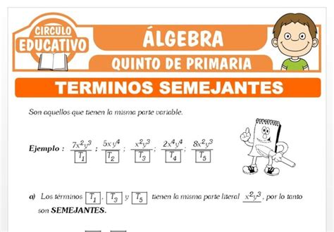 Ejercicios De Terminos Semejantes Para Quinto De Primaria Fichas Gratis