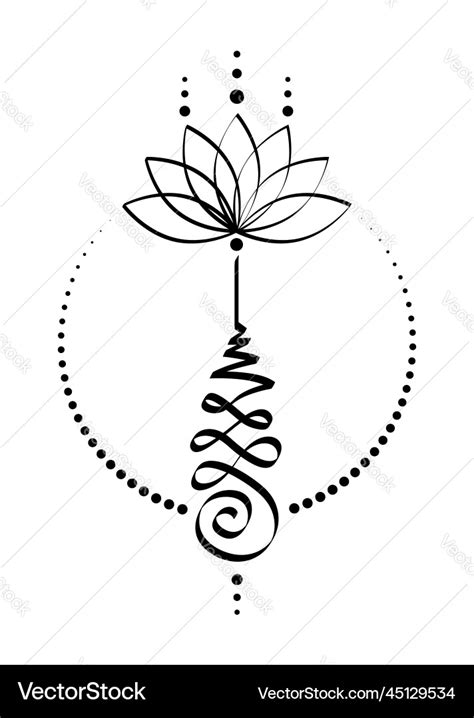 Unalome Lotus Flower Symbol Hindu Buddhist Sign Vector Image