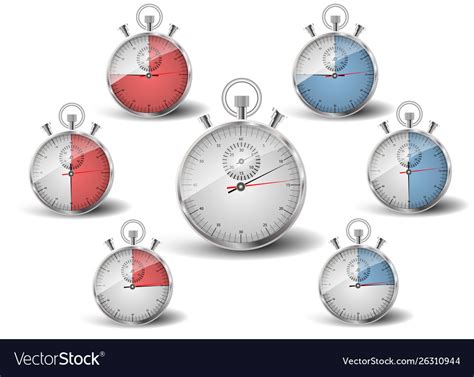 A set seven stopwatch the measured time Royalty Free Vector