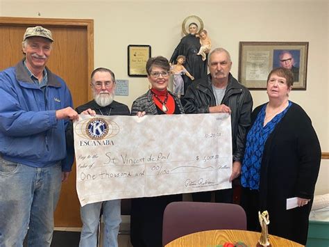 Escanaba Kiwanis Gives To St Vincent De Paul News Sports Jobs