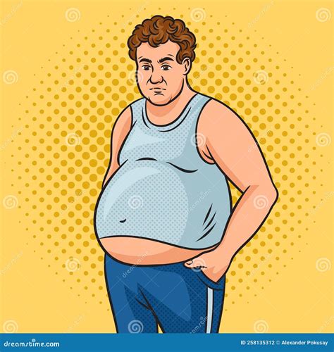 Fat Man With Beer Belly Abdominal Obesity Vector Stock Vector