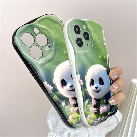 Amorvor For Infinix Hot G Hot Pro G Back Cover Cute Small Panda Wavy Cream Texture Edge
