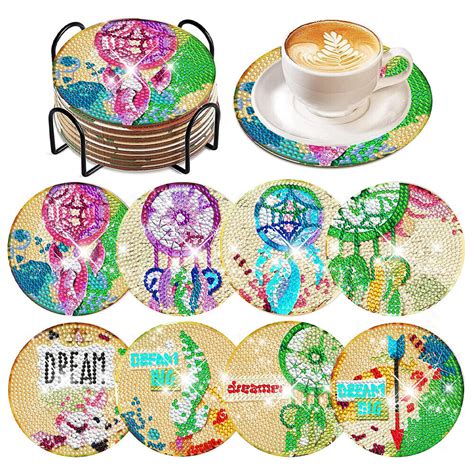 Pcs Acrylic Diamond Painting Coasters With Holder For Beginner