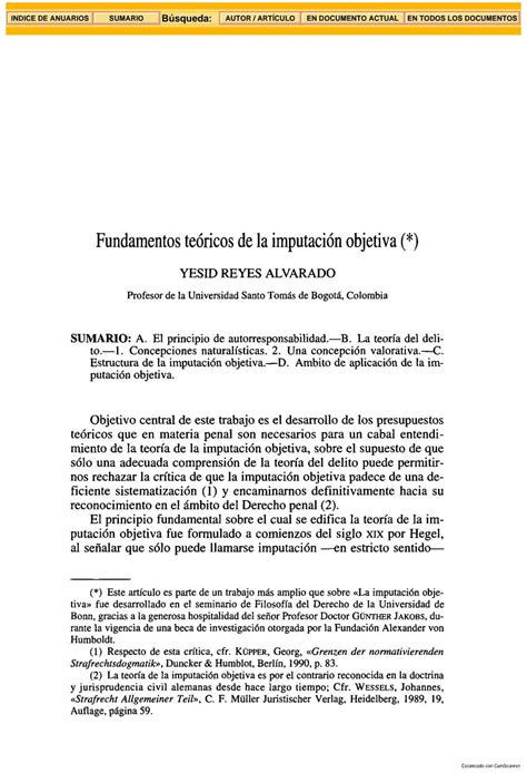 Fundamentos Teoricos De La Imputacion Objetiva Yesid