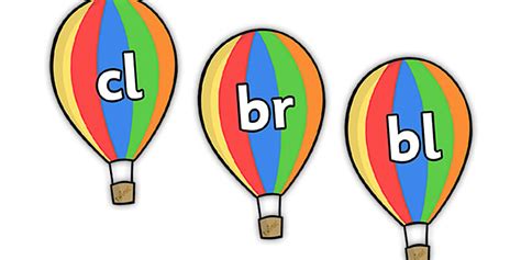 Cursive Consonant Clusters On Hot Air Balloons Twinkl