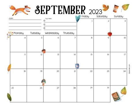 Free Printable September Calendar For September Calendar