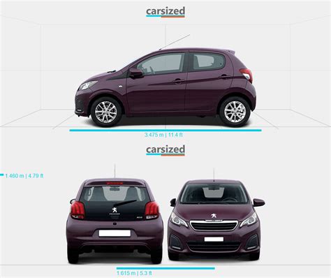 Peugeot 108 2014 2021 Dimensions Side View