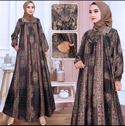 Celin Fashion Ta M L Xl Xxl Gamis Yumna Motif Harga Reseller