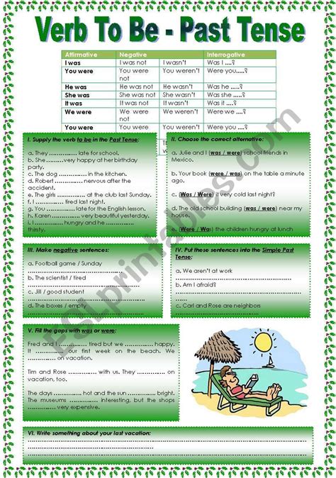 Past Tense Verb Worksheet