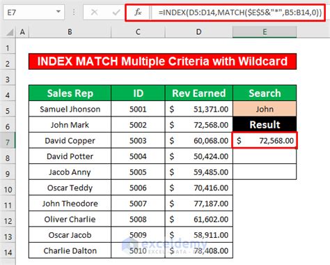 Using The Index Match Function With Multiple Criteria And A Wildcard In Excel 2 Easy Steps