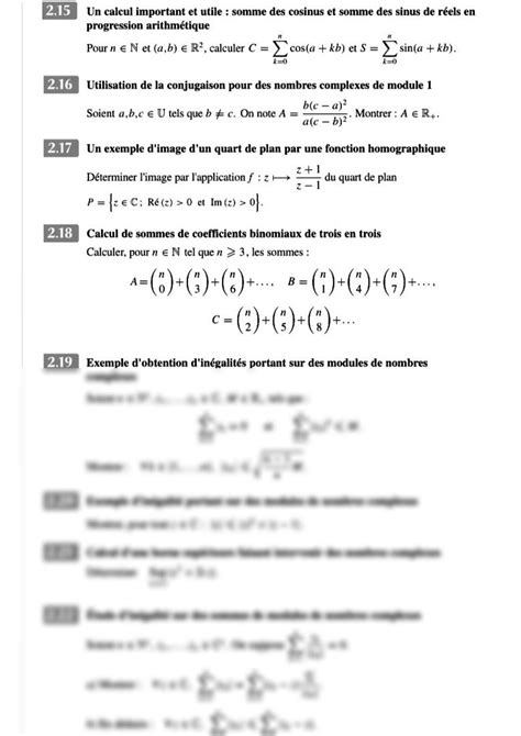 Solution Math Matique Mpsi Les Nombres Complexes Exercices Corrig S