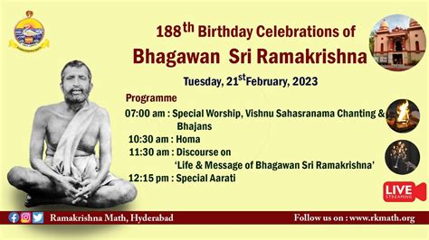 Bhajans Homa Discourse Special Aarati Bhagawan Sri Ramakrishna