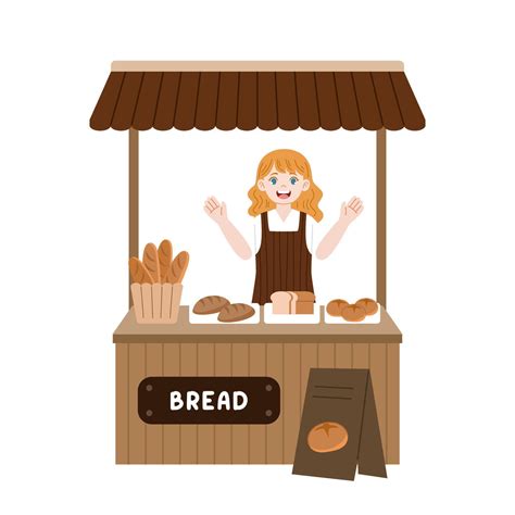 bakery street market vendor cartoon 54885090 Vector Art at Vecteezy